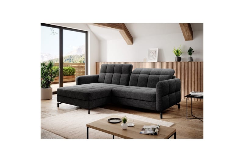 Hjørnesofa Eltap Lorelle 225x160x105 cm - Berlin 02, Sort, Venstre - Møbler - Sofaer - Sovesofaer