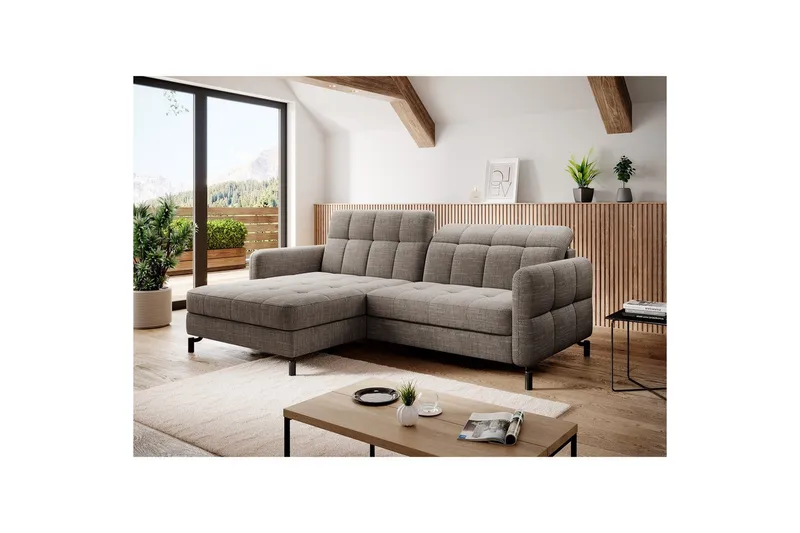 Hjørnesofa Eltap Lorelle 225x160x105 cm - Berlin 03, Beige, Venstre - Møbler - Sofaer - Sovesofaer