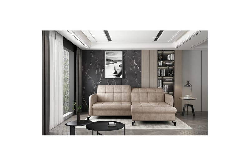 Hjørnesofa Eltap Lorelle 225x160x105 cm - Dora 21, Beige, Højre - Møbler - Sofaer - Sovesofaer