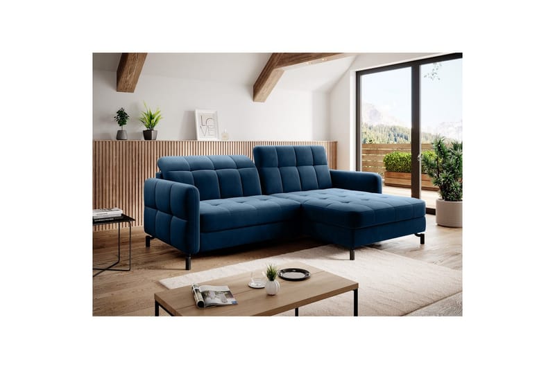 Hjørnesofa Eltap Lorelle 225x160x105 cm - Kronos 09, Mørkeblå, Højre - Møbler - Sofaer - Sovesofaer