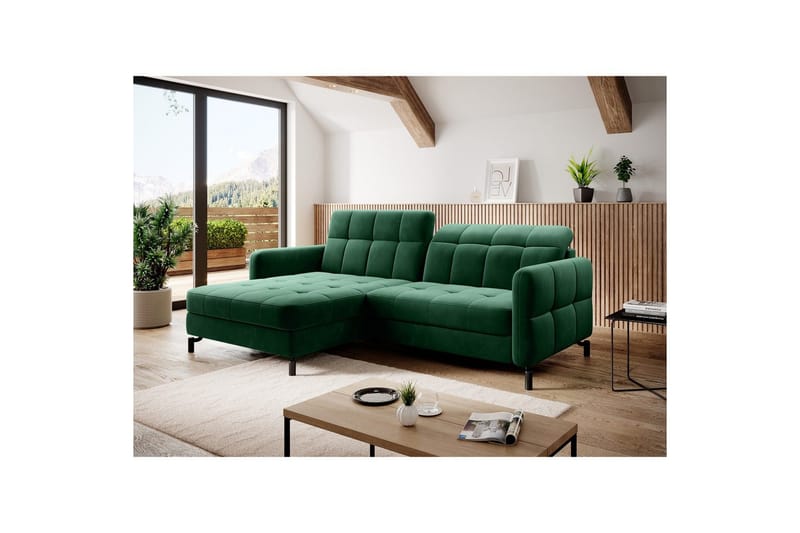 Hjørnesofa Eltap Lorelle 225x160x105 cm - Kronos 19, Mørkegrøn, Venstre - Møbler - Sofaer - Sovesofaer