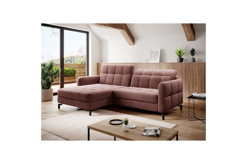 Hjørnesofa Eltap Lorelle 225x160x105 cm - Kronos 29, Pink, Venstre - Møbler - Sofaer - Sovesofaer