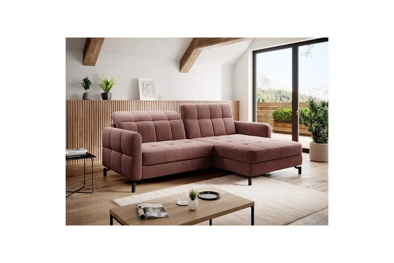 Hjørnesofa Eltap Lorelle 225x160x105 cm, Kronos 29, Pink, Højre