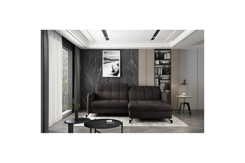 Hjørnesofa Eltap Lorelle 225x160x105 cm - Mat Velvet 29, Brun, Højre - Møbler - Sofaer - Sovesofaer