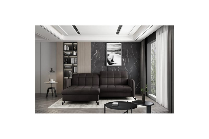 Hjørnesofa Eltap Lorelle 225x160x105 cm - Mat Velvet 29, Brun, Venstre - Møbler - Sofaer - Sovesofaer