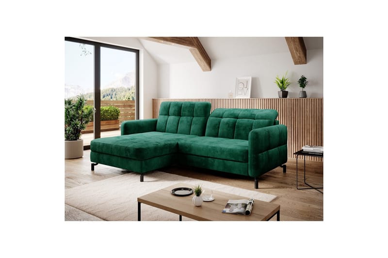 Hjørnesofa Eltap Lorelle 225x160x105 cm - Monolith 37, Grøn, Venstre - Møbler - Sofaer - Sovesofaer