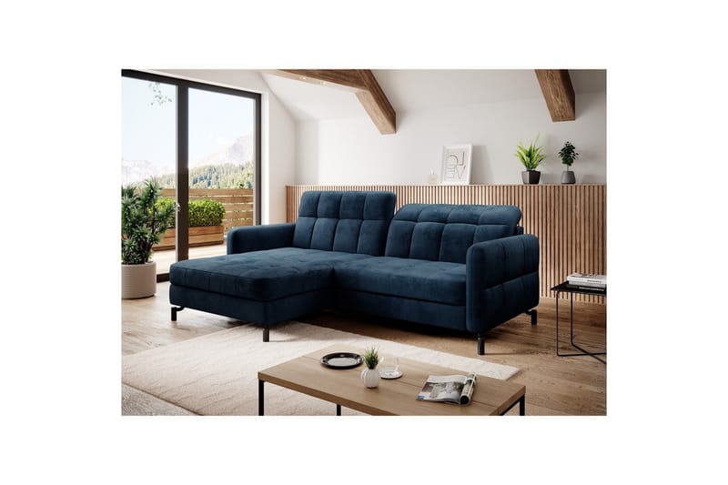 Hjørnesofa Eltap Lorelle 225x160x105 cm - Monolith 77, Blå, Venstre - Møbler - Sofaer - Sovesofaer