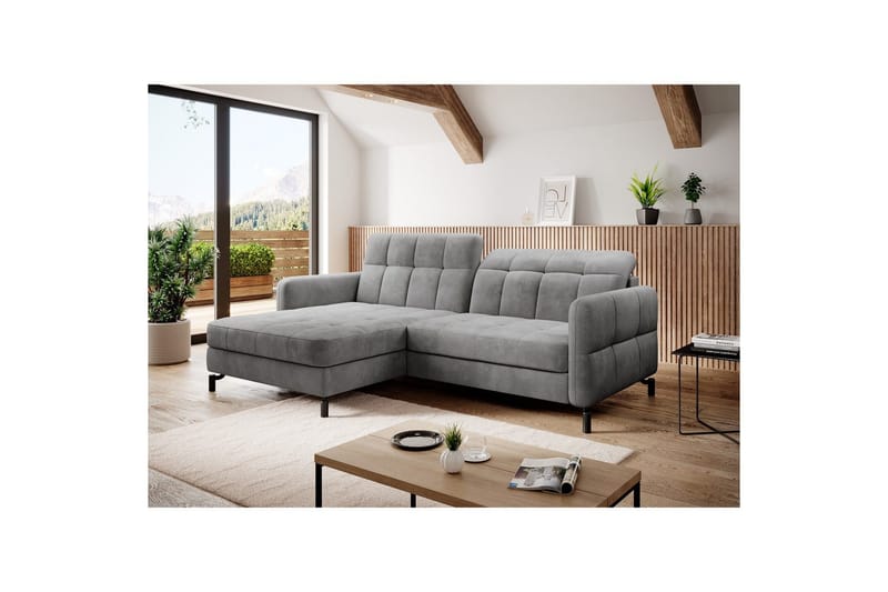 Hjørnesofa Eltap Lorelle 225x160x105 cm - Monolith 84, Lys Grå, Venstre - Møbler - Sofaer - Sovesofaer