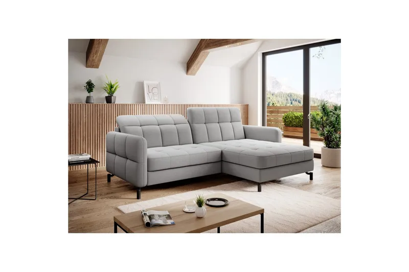 Hjørnesofa Eltap Lorelle 225x160x105 cm - Omega 02, Grå, Højre - Møbler - Sofaer - Sovesofaer