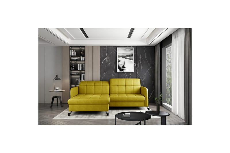 Hjørnesofa Eltap Lorelle 225x160x105 cm - Omega 68, Gul, Venstre - Møbler - Sofaer - Sovesofaer