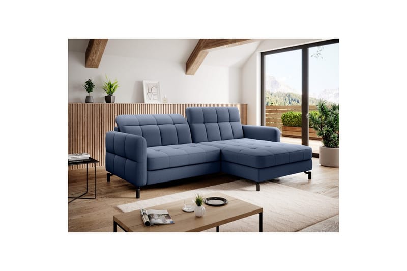 Hjørnesofa Eltap Lorelle 225x160x105 cm - Omega 86, Blå, Højre - Møbler - Sofaer - Sovesofaer