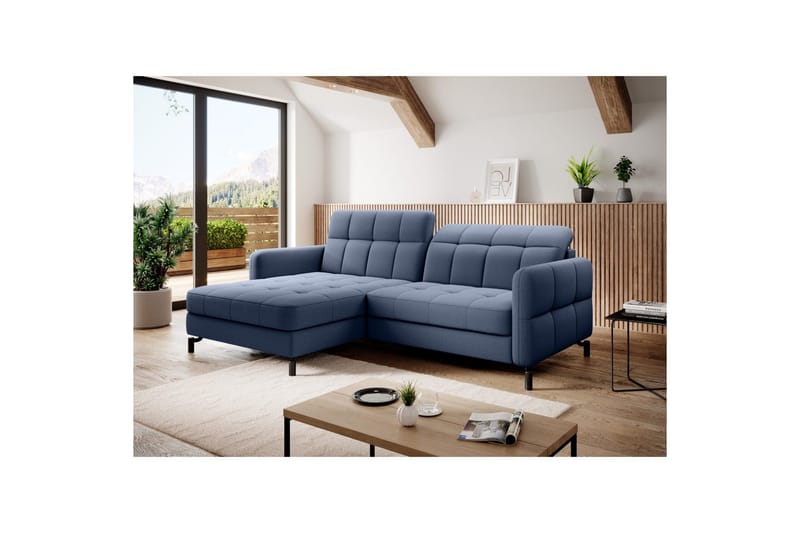 Hjørnesofa Eltap Lorelle 225x160x105 cm - Omega 86, Blå, Venstre - Møbler - Sofaer - Sovesofaer