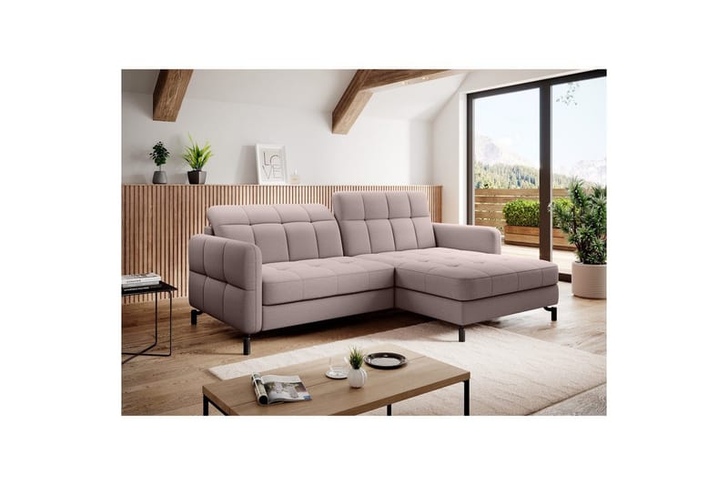 Hjørnesofa Eltap Lorelle 225x160x105 cm - Omega 91, Pink, Højre - Møbler - Sofaer - Sovesofaer