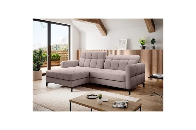 Hjørnesofa Eltap Lorelle 225x160x105 cm - Omega 91, Pink, Venstre - Møbler - Sofaer - Sovesofaer
