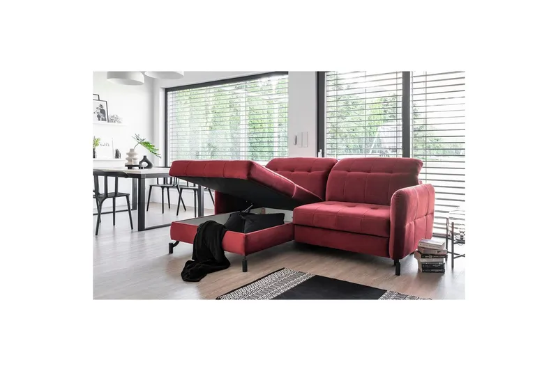 Hjørnesofa Eltap Lorelle 225x160x105 cm - Omega 91, Pink, Venstre - Møbler - Sofaer - Sovesofaer