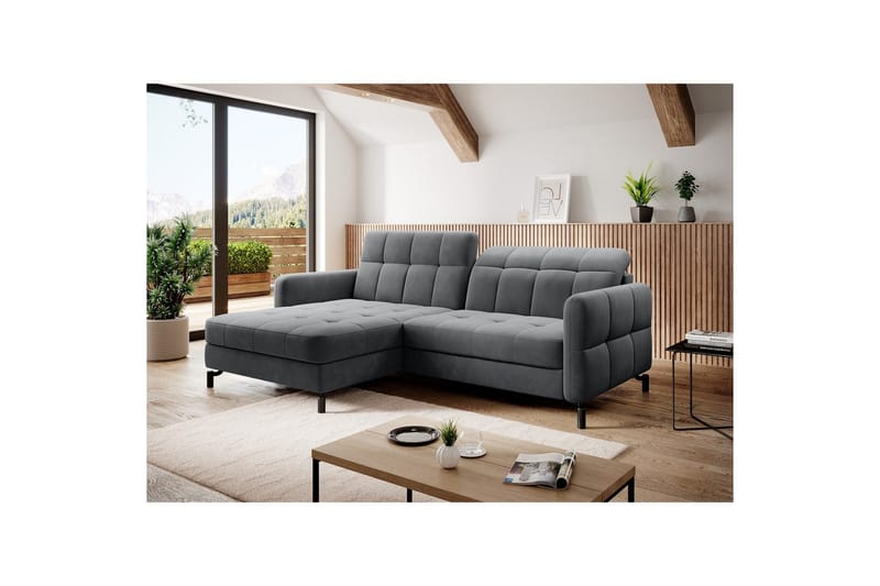 Hjørnesofa Eltap Lorelle 225x160x105 cm - Paros 06, Grå, Venstre - Møbler - Sofaer - Sovesofaer