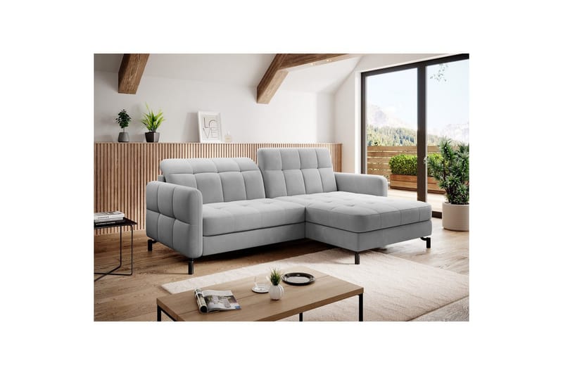 Hjørnesofa Eltap Lorelle 225x160x105 cm - Paros 05, Lys Grå, Højre - Møbler - Sofaer - Sovesofaer