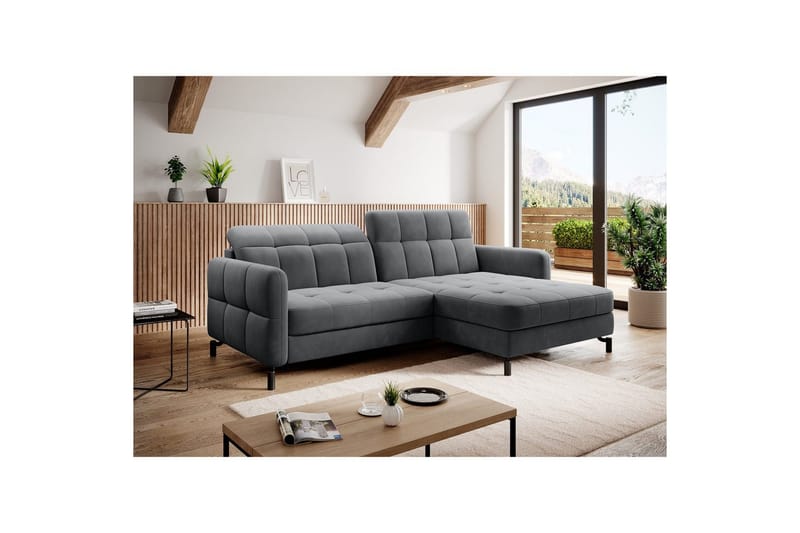 Hjørnesofa Eltap Lorelle 225x160x105 cm - Paros 06, Grå, Højre - Møbler - Sofaer - Sovesofaer