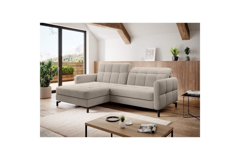Hjørnesofa Eltap Lorelle 225x160x105 cm - Paros 02, Beige, Venstre - Møbler - Sofaer - Sovesofaer