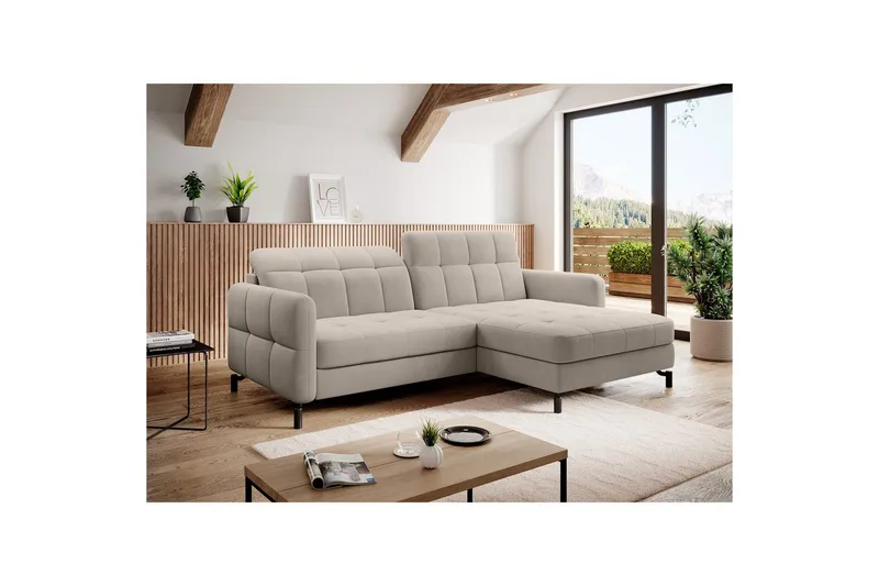 Hjørnesofa Eltap Lorelle 225x160x105 cm - Paros 02, Beige, Højre - Møbler - Sofaer - Sovesofaer