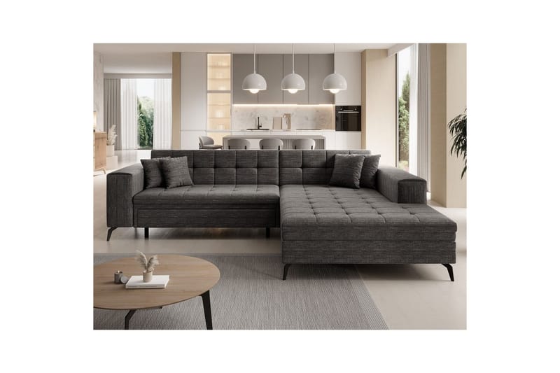 Hjørnesofa Eltap Solange 292x196x84 cm - Berlin 01, Grå, Højre - Møbler - Sofaer - Sovesofaer