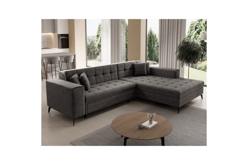 Hjørnesofa Eltap Solange 292x196x84 cm - Berlin 01, Grå, Højre - Møbler - Sofaer - Sovesofaer