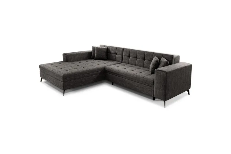 Hjørnesofa Eltap Solange 292x196x84 cm - Berlin 01, Grå, Venstre - Møbler - Sofaer - Sovesofaer