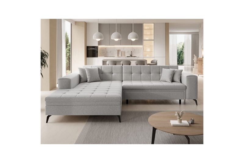 Hjørnesofa Eltap Solange 292x196x84 cm - Betræk 02, Beige, Venstre - Møbler - Sofaer - Sovesofaer