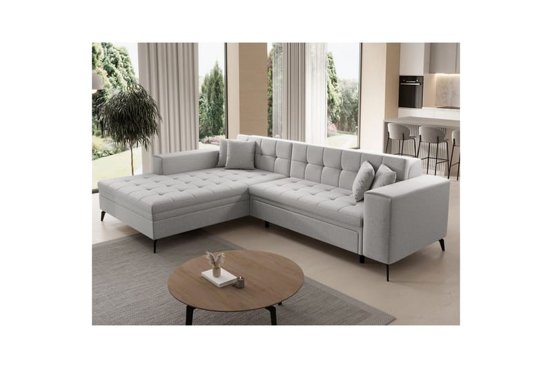 Hjørnesofa Eltap Solange 292x196x84 cm - Betræk 02, Beige, Venstre - Møbler - Sofaer - Sovesofaer