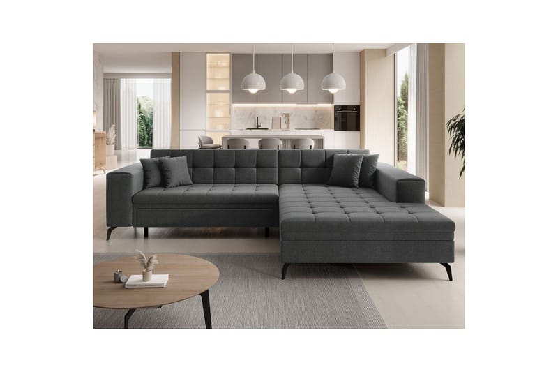 Hjørnesofa Eltap Solange 292x196x84 cm - Inari 96, Mørkegrå, Højre - Møbler - Sofaer - Sovesofaer