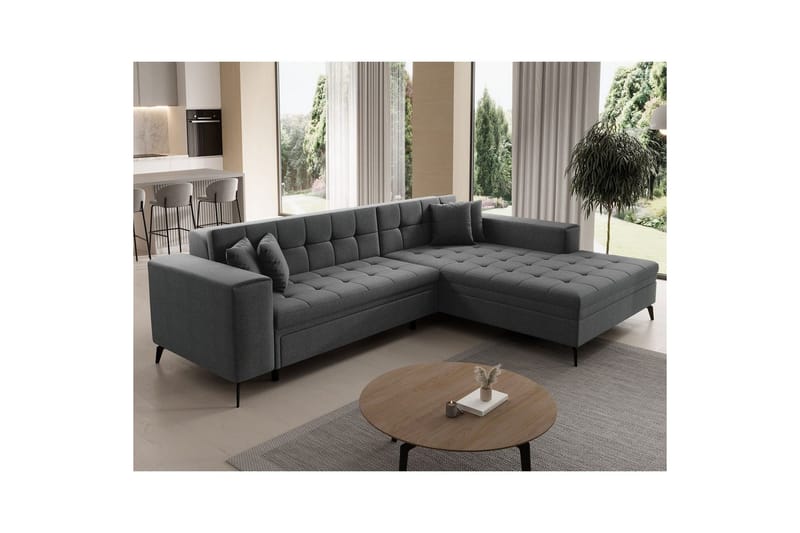 Hjørnesofa Eltap Solange 292x196x84 cm - Inari 96, Mørkegrå, Højre - Møbler - Sofaer - Sovesofaer