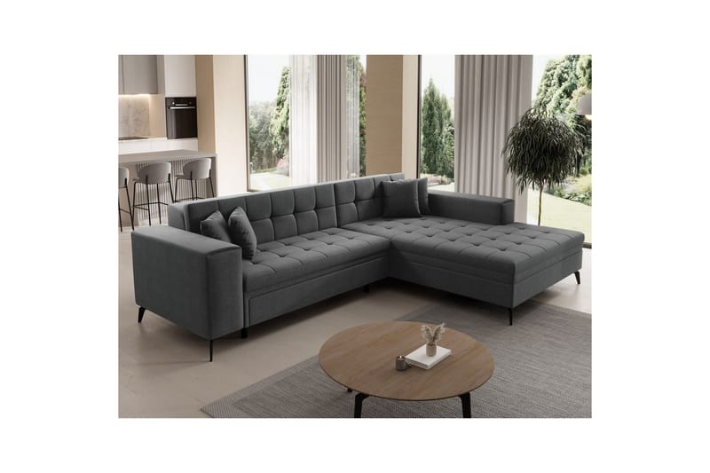 Hjørnesofa Eltap Solange 292x196x84 cm - Inari 96, Mørkegrå, Højre - Møbler - Sofaer - Sovesofaer