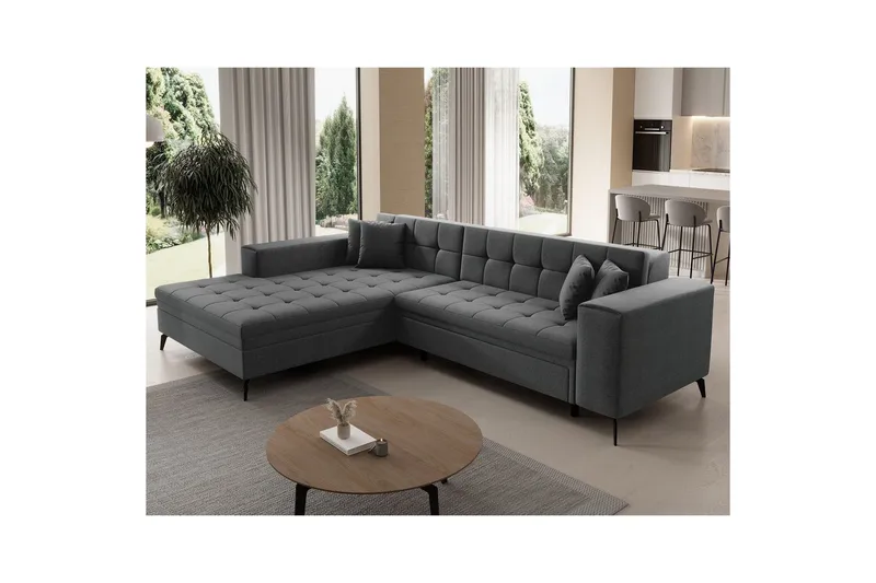 Hjørnesofa Eltap Solange 292x196x84 cm - Inari 96, Mørkegrå, Venstre - Møbler - Sofaer - Sovesofaer