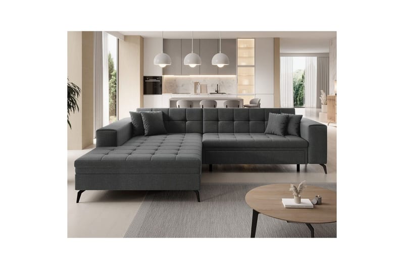 Hjørnesofa Eltap Solange 292x196x84 cm - Inari 96, Mørkegrå, Venstre - Møbler - Sofaer - Sovesofaer