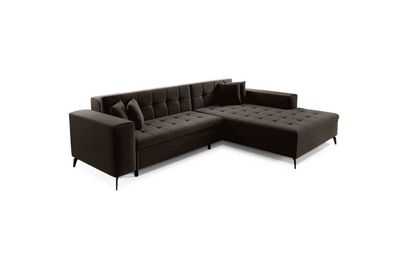 Hjørnesofa Eltap Solange 292x196x84 cm - Mat Velvet 29, Mørkebrun, Højre - Møbler - Sofaer - Sovesofaer