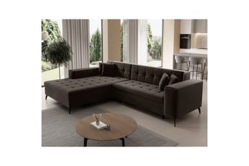 Hjørnesofa Eltap Solange 292x196x84 cm - Mat Velvet 29, Mørkebrun, Venstre - Møbler - Sofaer - Sovesofaer
