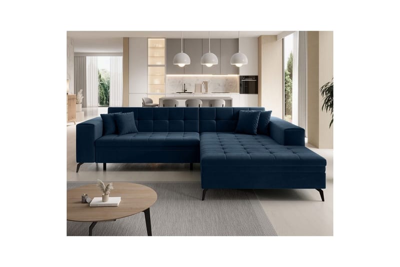 Hjørnesofa Eltap Solange 292x196x84 cm - Monolith 77, Mørkeblå, Højre - Møbler - Sofaer - Sovesofaer