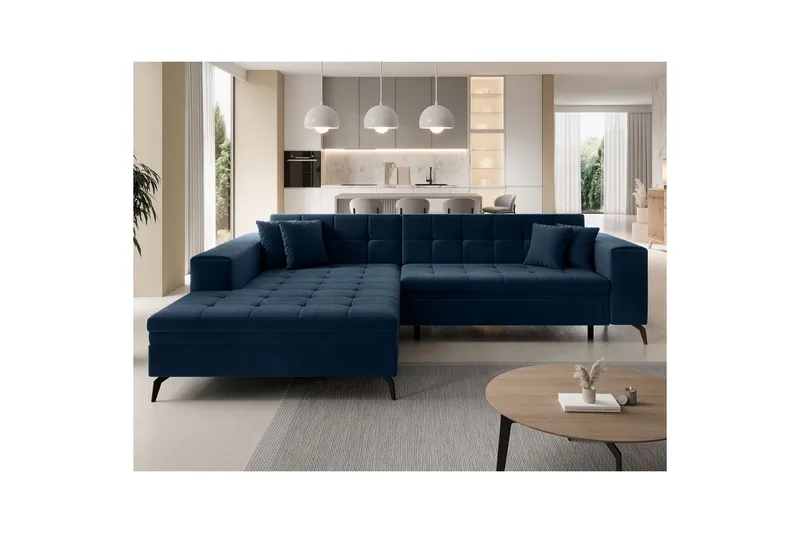 Hjørnesofa Eltap Solange 292x196x84 cm - Monolith 77, Mørkeblå, Venstre - Møbler - Sofaer - Sovesofaer