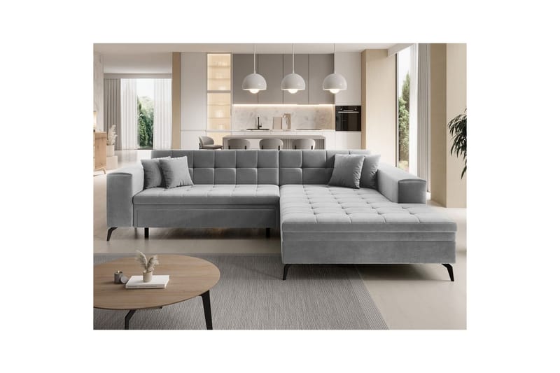 Hjørnesofa Eltap Solange 292x196x84 cm - Monolith 84, Grå, Højre - Møbler - Sofaer - Sovesofaer