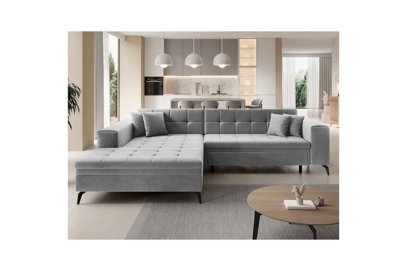 Hjørnesofa Eltap Solange 292x196x84 cm - Monolith 84, Grå, Venstre - Møbler - Sofaer - Sovesofaer