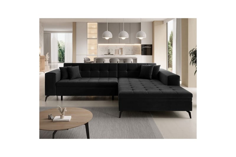 Hjørnesofa Eltap Solange 292x196x84 cm - Monolith 97, Mørkegrå, Højre - Møbler - Sofaer - Sovesofaer