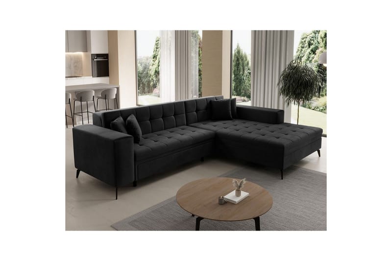 Hjørnesofa Eltap Solange 292x196x84 cm - Monolith 97, Mørkegrå, Højre - Møbler - Sofaer - Sovesofaer