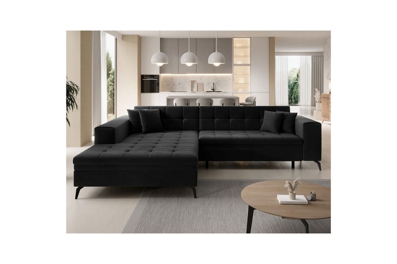 Hjørnesofa Eltap Solange 292x196x84 cm - Monolith 97, Mørkegrå, Venstre - Møbler - Sofaer - Sovesofaer