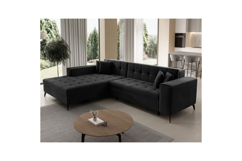 Hjørnesofa Eltap Solange 292x196x84 cm - Monolith 97, Mørkegrå, Venstre - Møbler - Sofaer - Sovesofaer