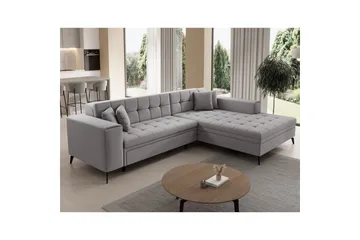 Hjørnesofa Eltap Solange 292x196x84 cm - Omega 02, Grå, Højre - Møbler - Sofaer - Sovesofaer