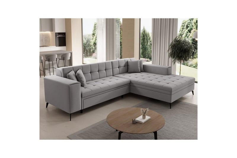 Hjørnesofa Eltap Solange 292x196x84 cm - Omega 02, Grå, Højre - Møbler - Sofaer - Sovesofaer