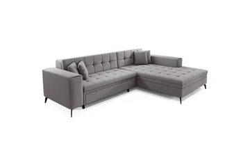 Hjørnesofa Eltap Solange 292x196x84 cm - Omega 02, Grå, Højre - Møbler - Sofaer - Sovesofaer