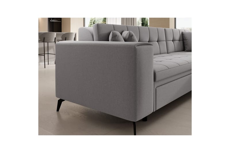Hjørnesofa Eltap Solange 292x196x84 cm - Omega 02, Grå, Højre - Møbler - Sofaer - Sovesofaer