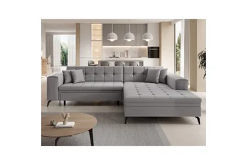 Hjørnesofa Eltap Solange 292x196x84 cm - Omega 02, Grå, Højre - Møbler - Sofaer - Sovesofaer