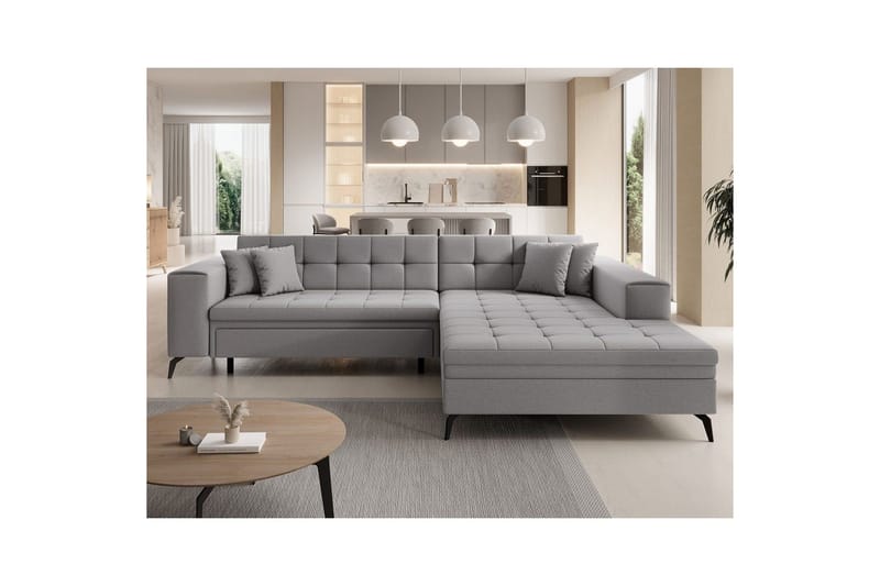 Hjørnesofa Eltap Solange 292x196x84 cm - Omega 02, Grå, Højre - Møbler - Sofaer - Sovesofaer